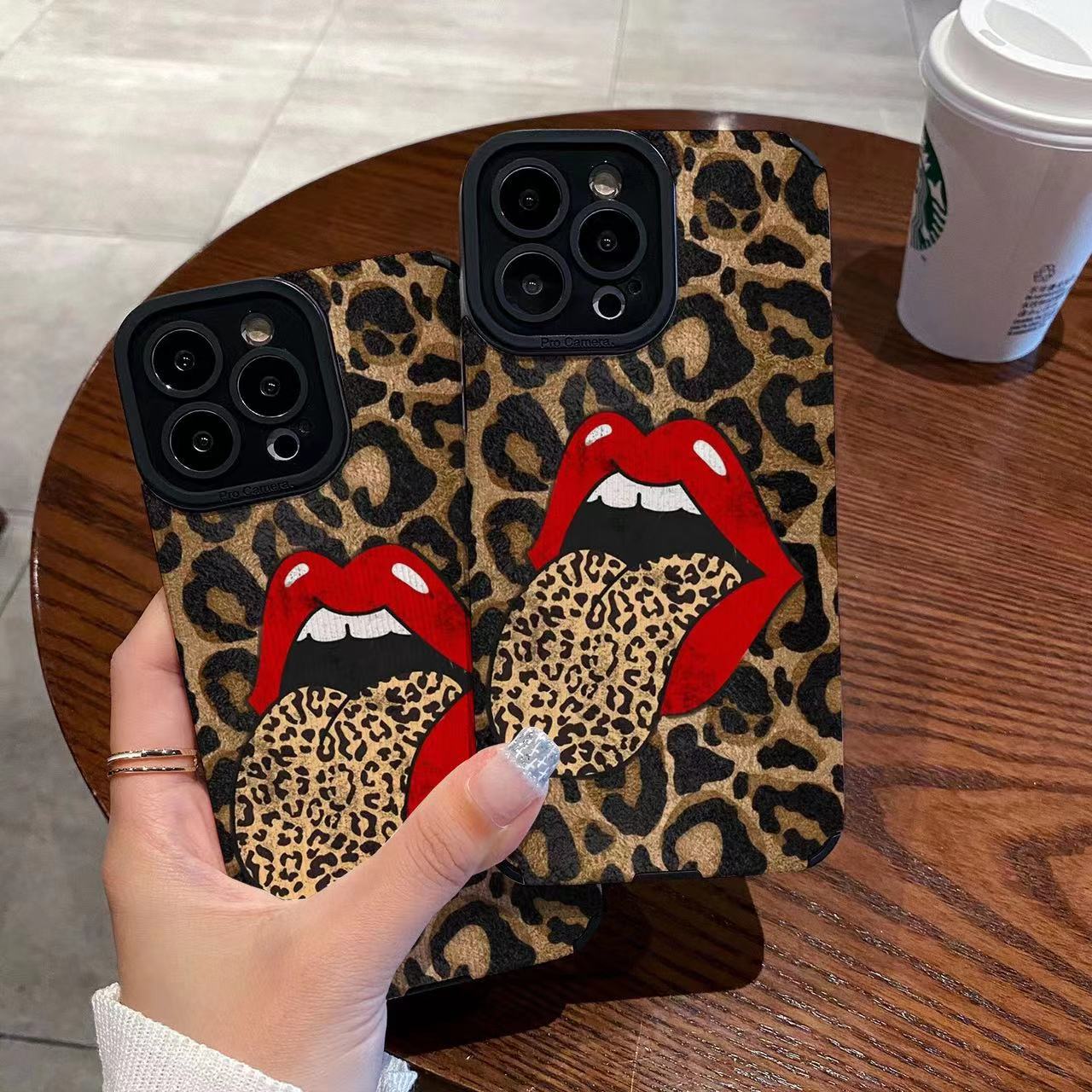 Personalized large tongue print phone case for Apple devices