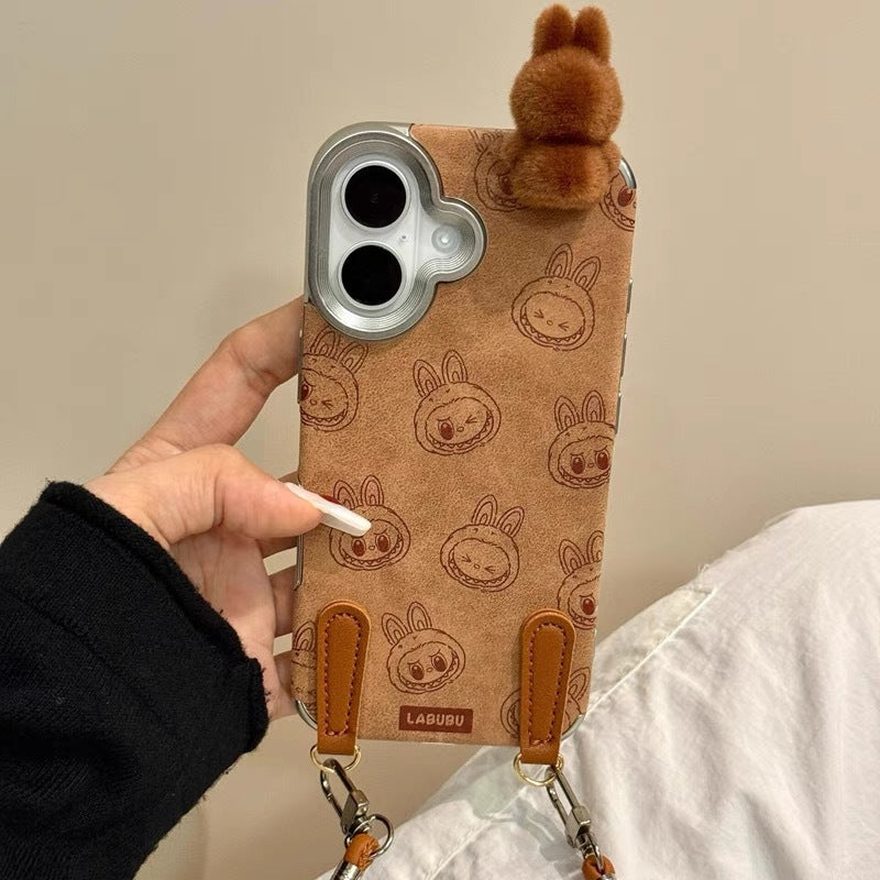 Cute plush 3D Rabbids figure for mobile phone cases for Apple devices