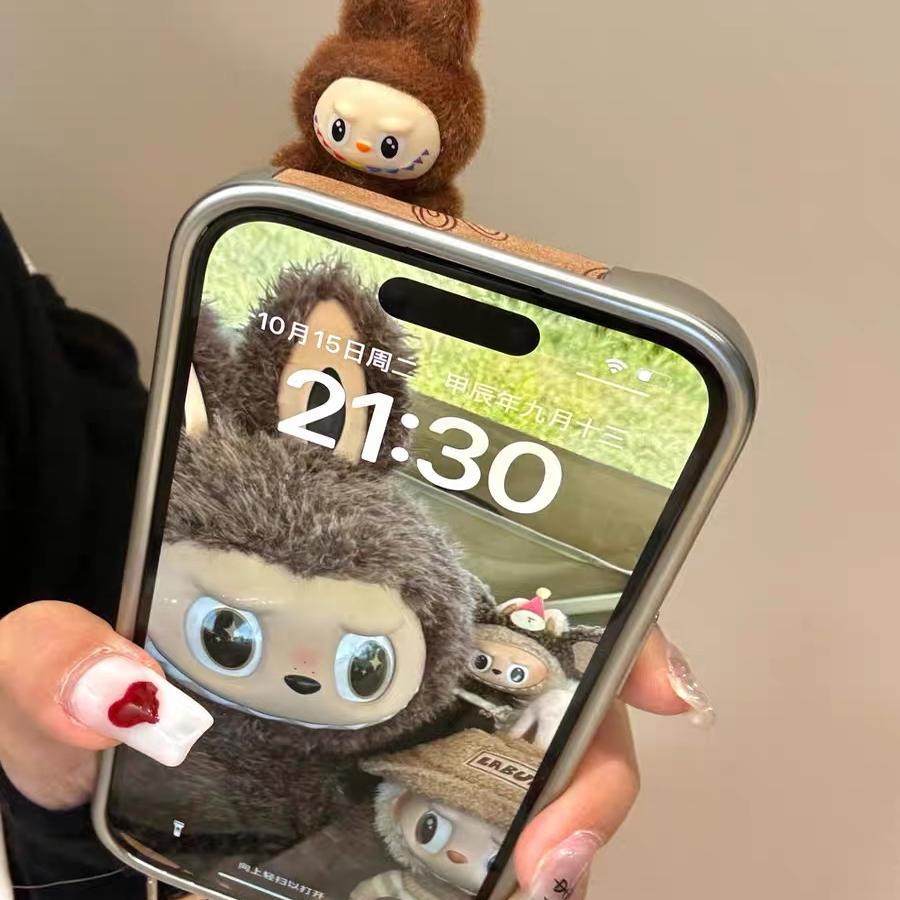 Cute plush 3D Rabbids figure for mobile phone cases for Apple devices