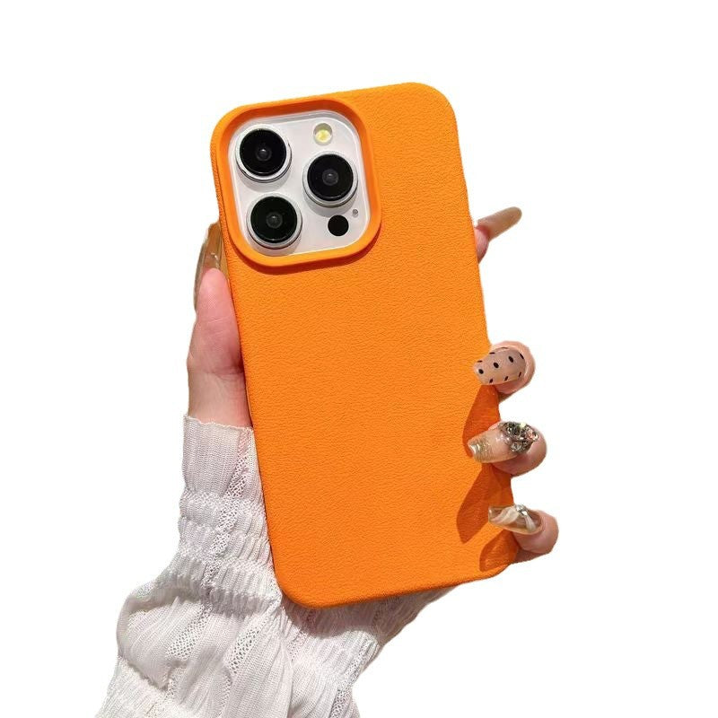 Solid color leather texture silicone phone case for Apple devices
