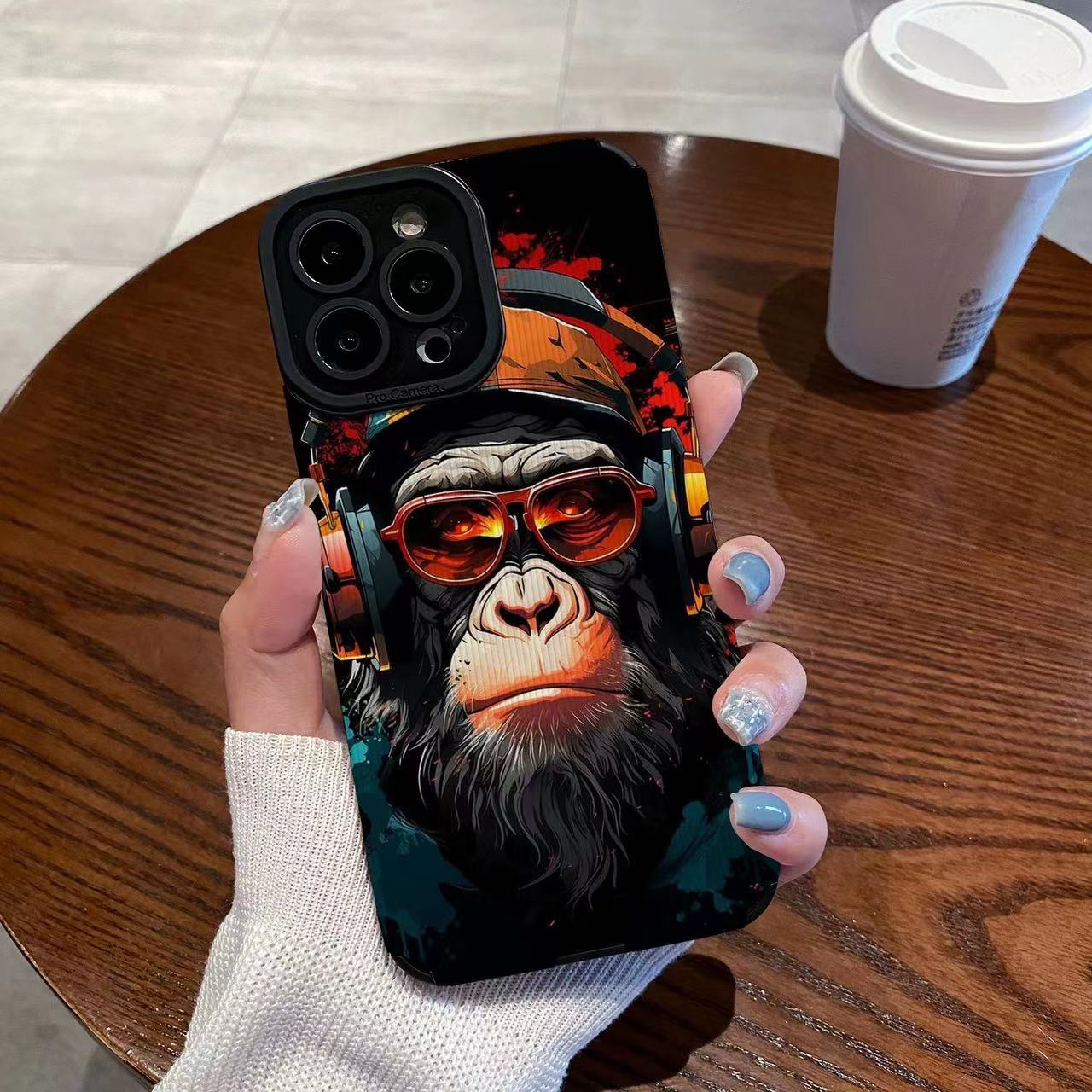 Personalized colorful gorilla print phone case for Apple devices