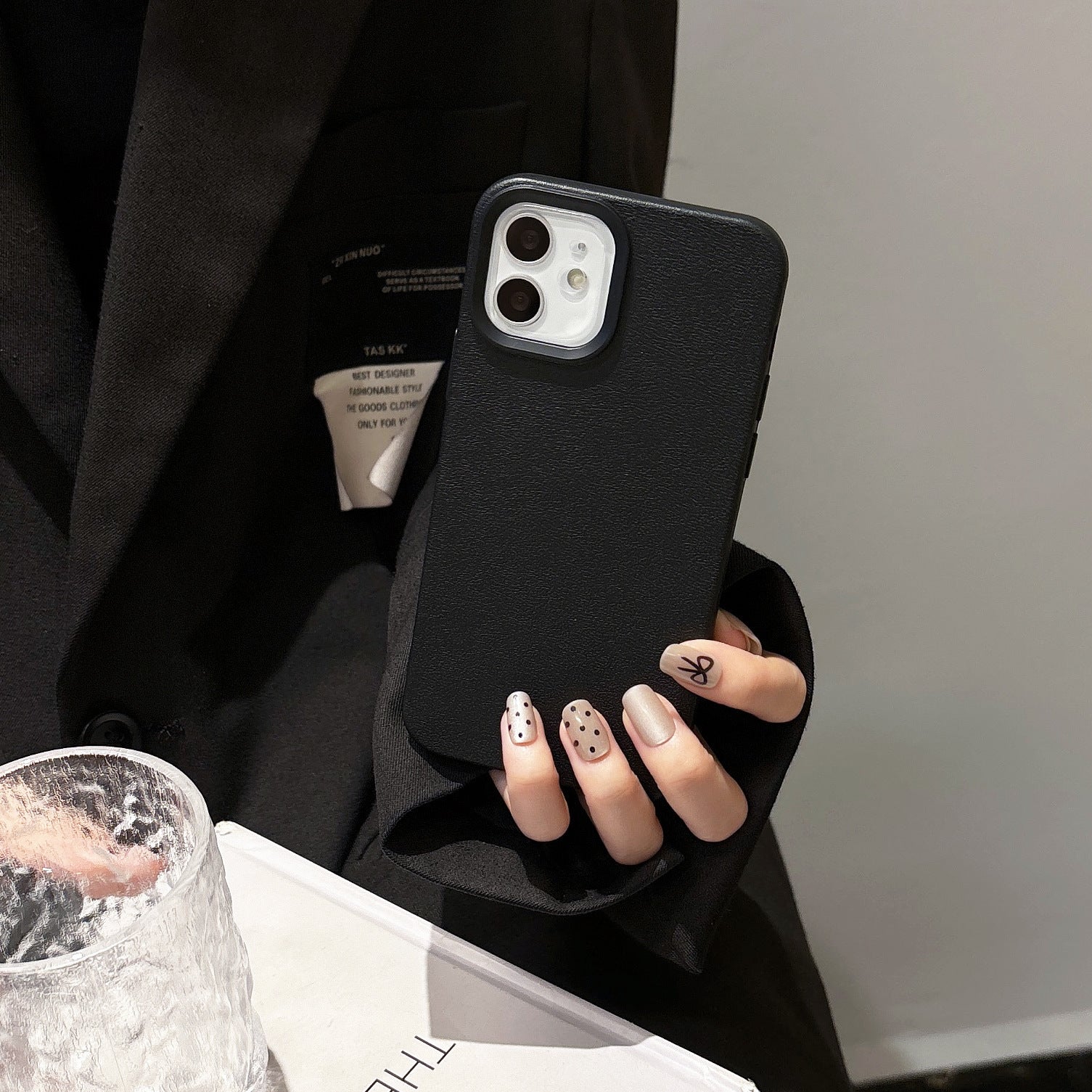 Solid color leather texture silicone phone case for Apple devices