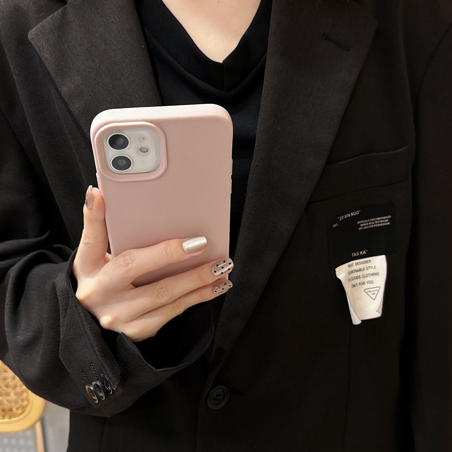 Solid color leather texture silicone phone case for Apple devices