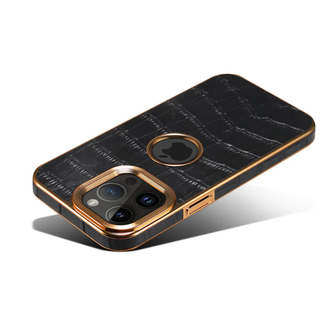 Leather Crocodile Print Phone Case For iPhone Black- 644008992075