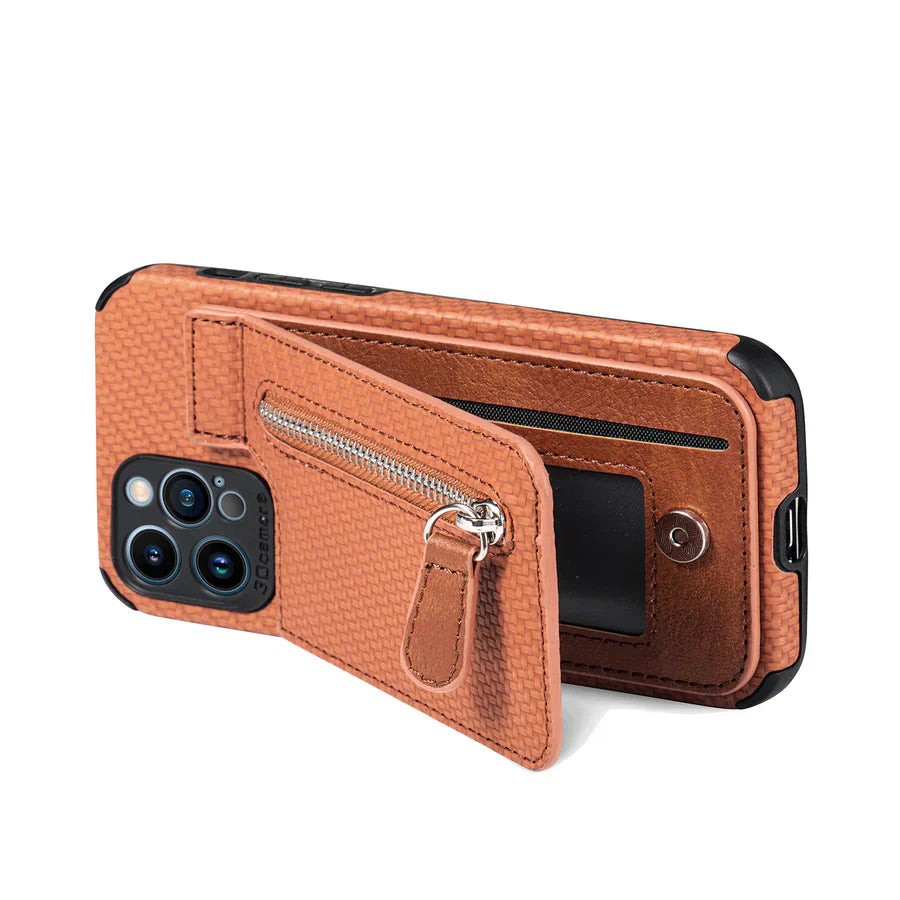 Zipper Cards Wallet Leather Phone Case For iPhone